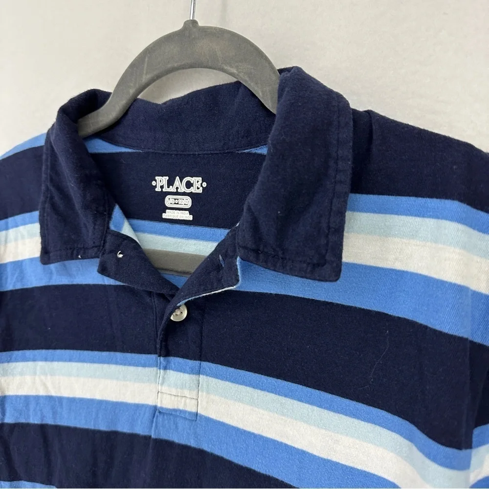The Children’s‎ Place Short Sleeve Striped Jersey Polo Youth Boys Size L Blue